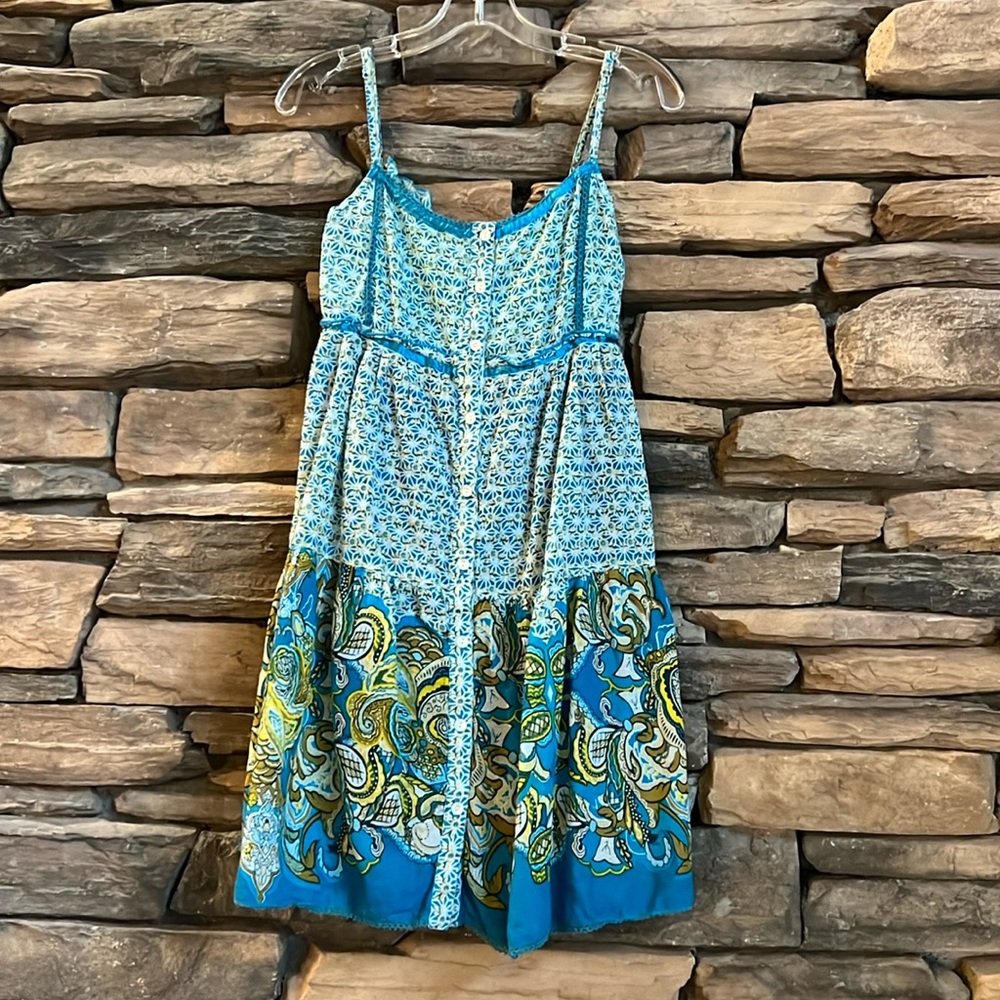 Derek Heart Tiered Button Up Paisley Floral Dress Size Large